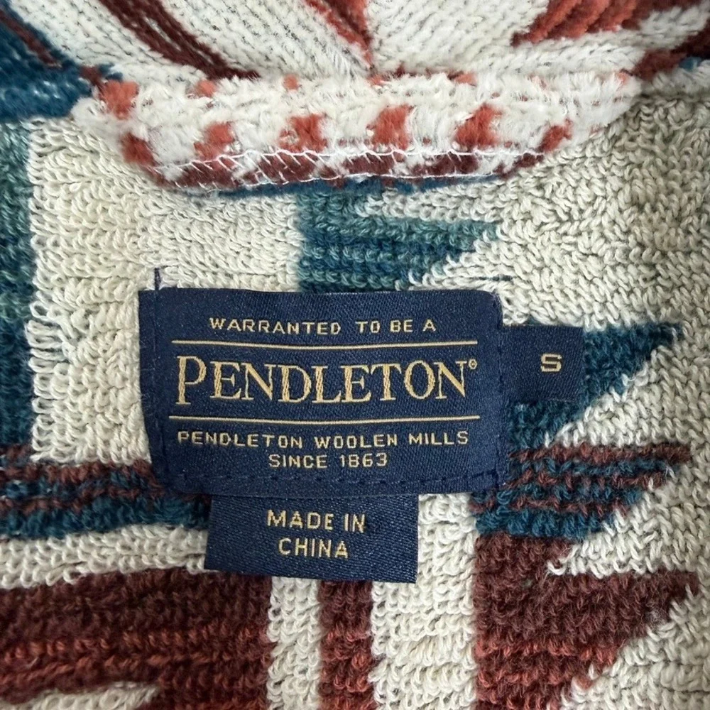 Pendleton Womans Bathrobe S Silver Blue Harding Star Aztec Robe Unisex Cotton